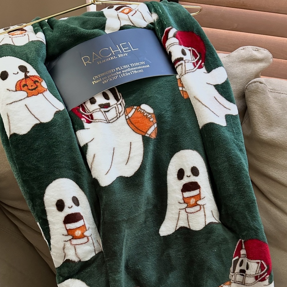 Rachel Roy VIRAL Green Ghost Football Blanket
